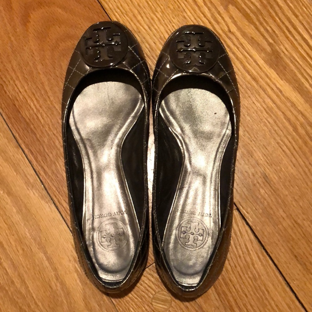 Silver Tory Burch Flats